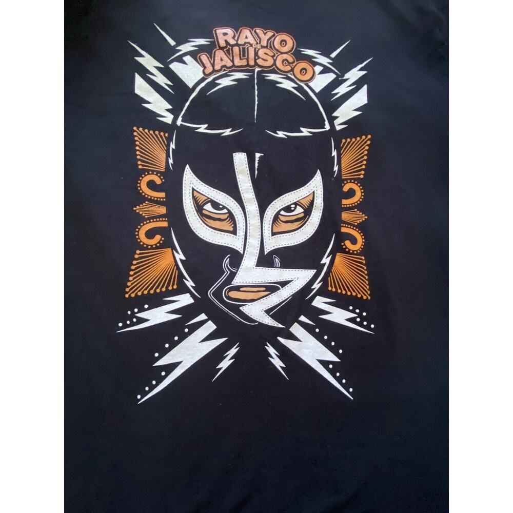 Rayo Jalisco Lucha Libre Mexican Wrestler Black Tee 42"Chest Shirt Size L, 27"L